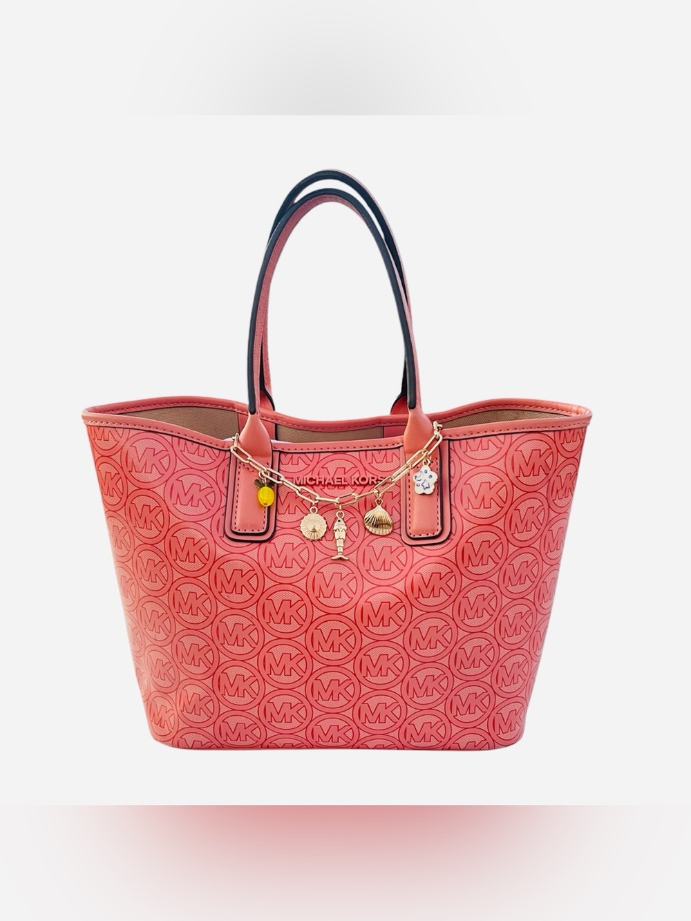 Michael Kors Jodie Small Logo Jacquard Tote Bag Pink Grapefruit